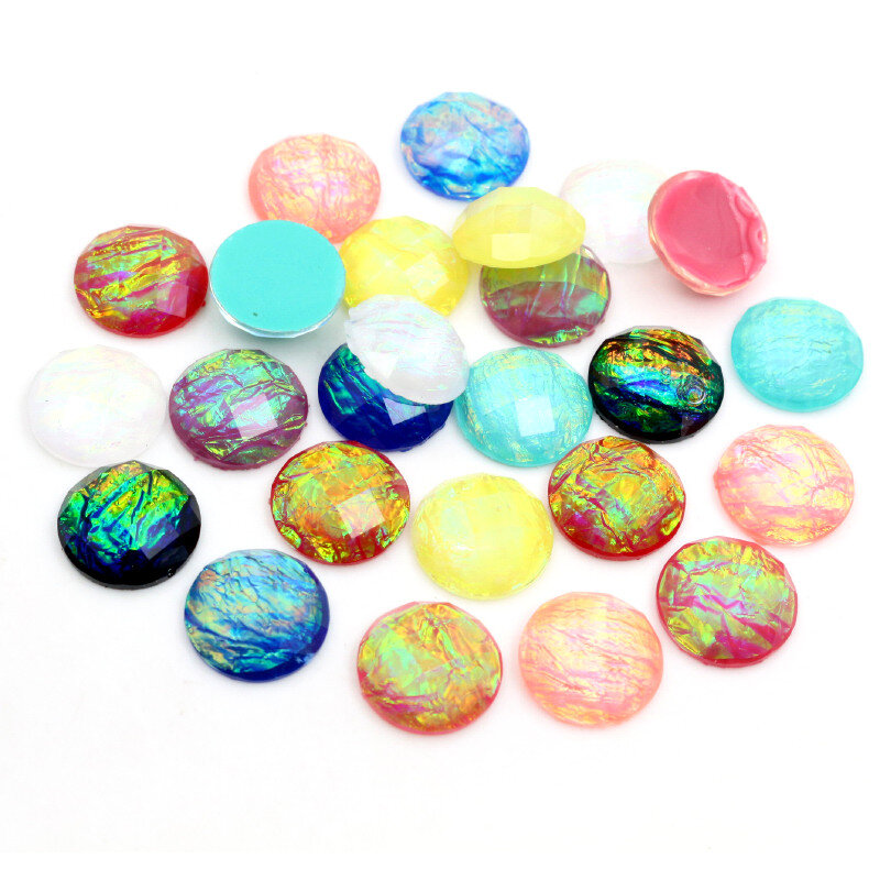 New Fashion 40pcs 12mm Mix Colors Tangent plane Built-in metal foil Flat back Resin Cabochons Cameo
