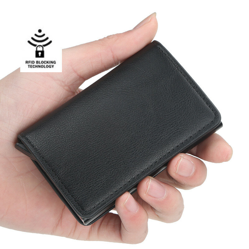 2024 nowy portfel skórzany RFID cienkie etui na karty portfel portmonetka portmonetka czarny mały Mini spersonalizowany portfel
