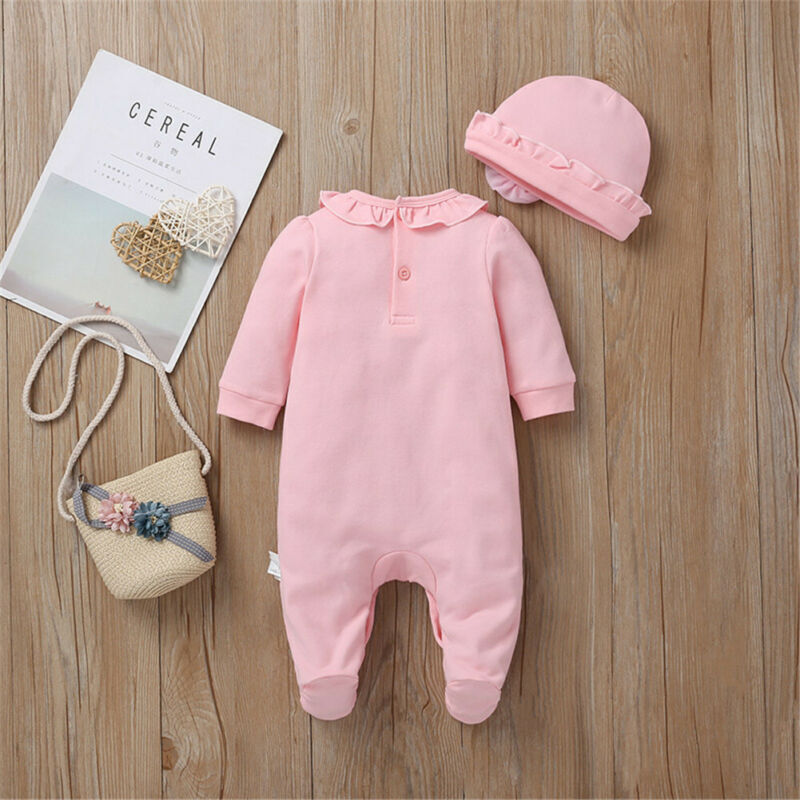 New Autumn Winter Baby Long Sleeve Jumpsuit Girl One Piece Romper+Hat Cotton Toddler Clothing Infant Rompers Kids Jumpsuits