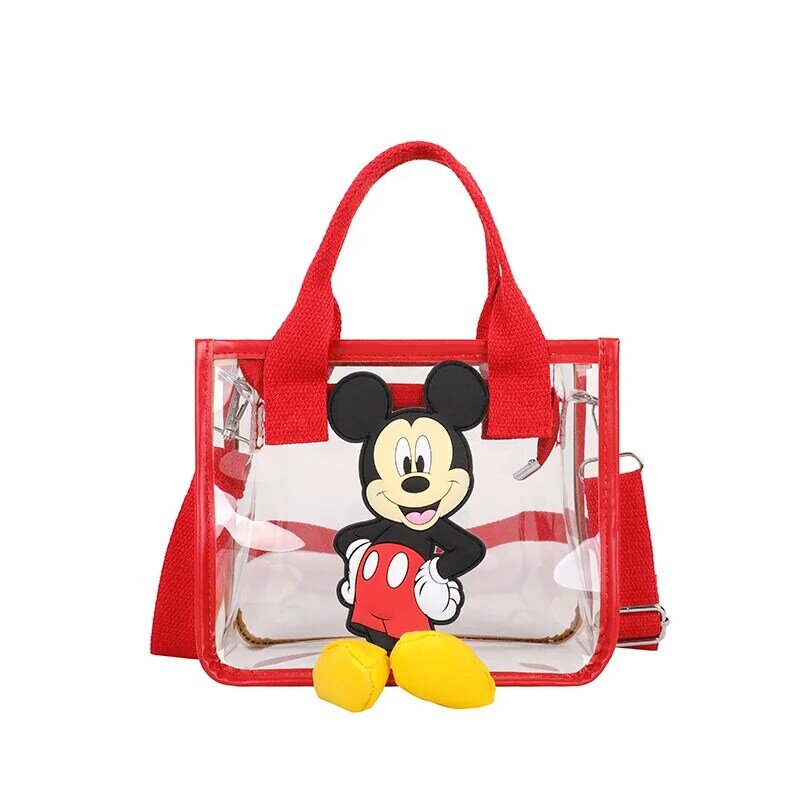디즈니 여성 가방 미키 마우스 만화 투명한 어깨 가방 한국어 레저 메신저 가방 소녀 패션 핸드백 고품질