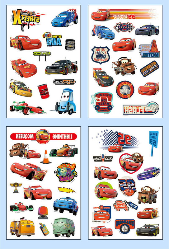 Stiker Tato Sementara Anak-anak Disney Mainan Bayi Laki-laki Seni Tubuh Mobil Pixar Stiker Tato Tahan Air dengan Kotak Hadiah