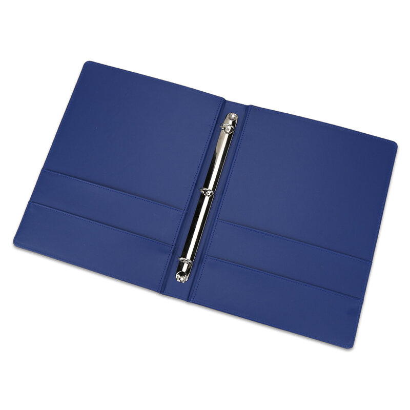 Kingfom-carpetas de anillas de papel de hojas sueltas de cuero PU, carpeta de archivos de 3 anillos con bolsillo, soporte de almacenamiento de papel para documentos A4