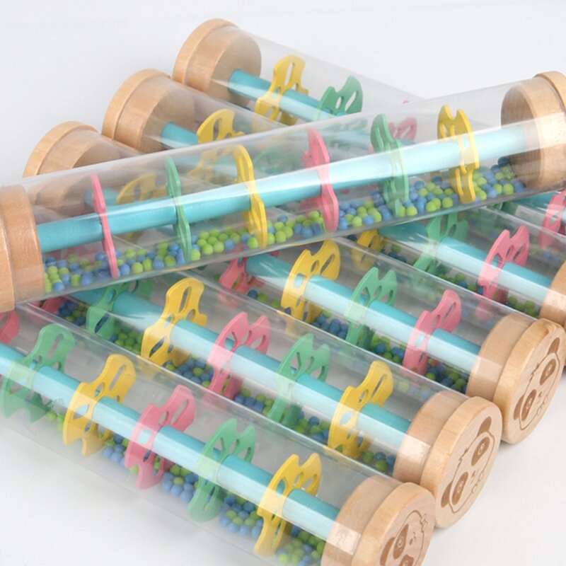 Instrumen Suara Silinder Pembuat Hujan Bayi dengan Mainan Suara Tongkat Hujan Warna Cerah untuk Bayi Bayi Balita