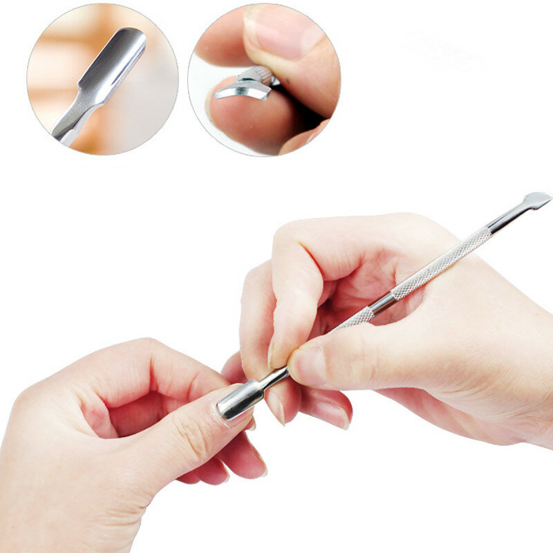 1 pz in acciaio inox doppia testa spingi cuticole per Manicure 2023 strumenti per unghie arte antiscivolo accessori per la rimozione della cuticola del chiodo
