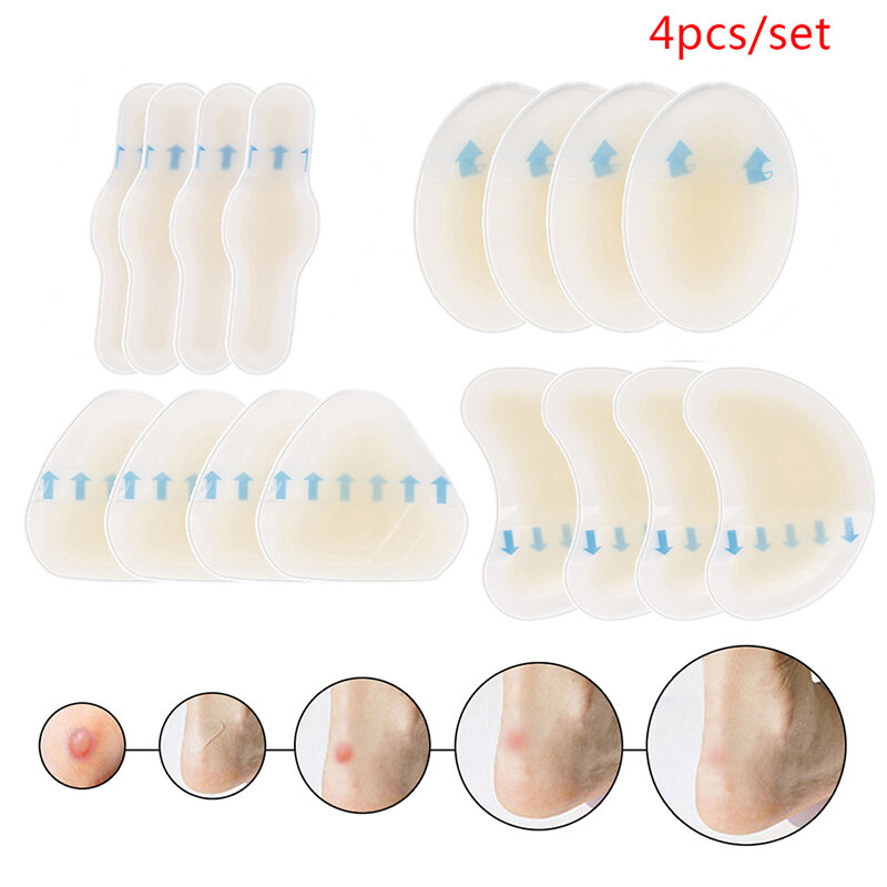 4 Stks/set Siliconengel Soft Hak Sticker Hak Anti-Dragen Hak Sticker Adhesive Hydrocolloid Gel Blister Gips Pedicure Patch