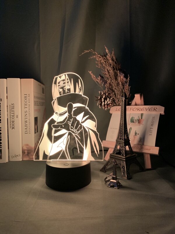 Lampa 3D Anime Naruto Itachi Uchiha rysunek Nightlight dla dziecka dekoracja sypialni fajny prezent urodzinowy kolorowe diody Led lampka nocna Itachi