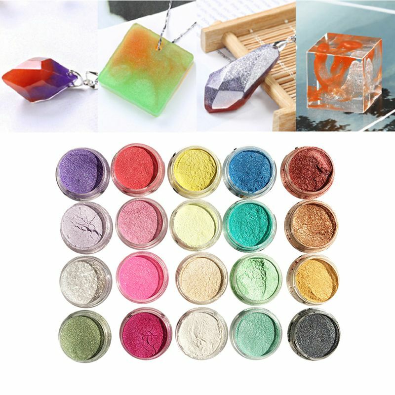 20 unids/set/juego de polvo nacarado Manual, relleno de joyería artesanal, pigmento de tinte de Color de resina epoxi de barro de cristal