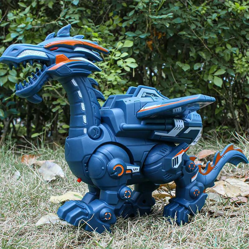 Electric Simulation Atomize Fire Dinoasur Bionic Walking Shaking Head Water Spray Cool Light Children Educational Puzzle Toys