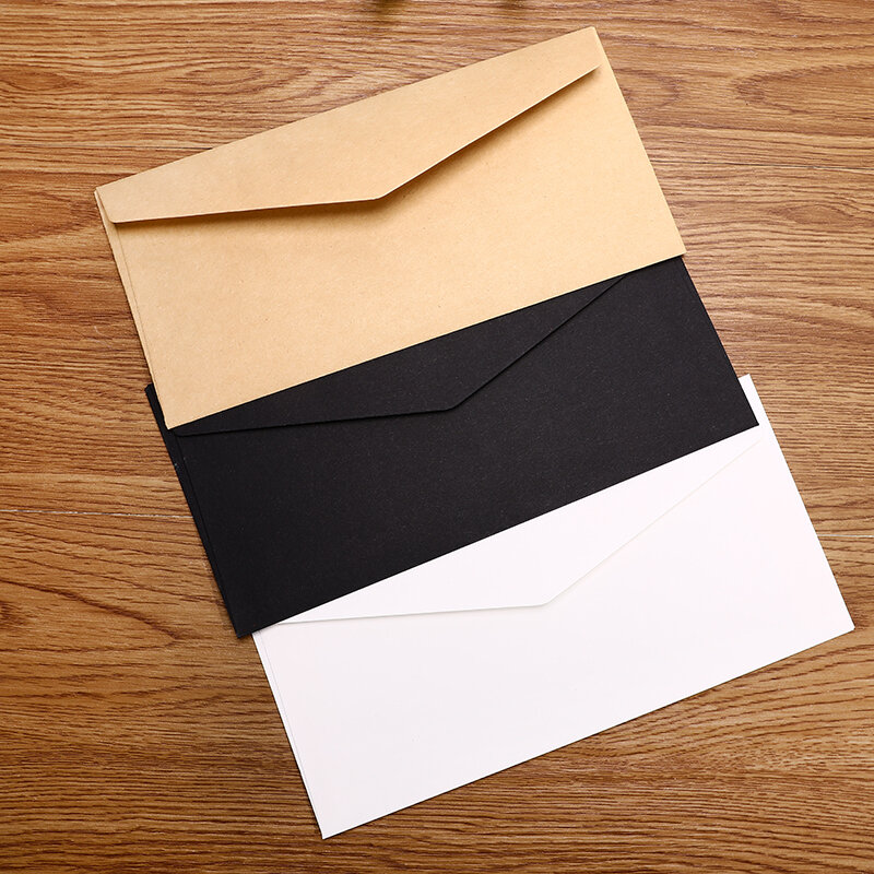 50/100Pcs Klassieke Witte Zwarte Kraft Blanco Papieren Venster Enveloppen Voor Bruiloft Uitnodiging Envelop Cadeau Verpakking Zak