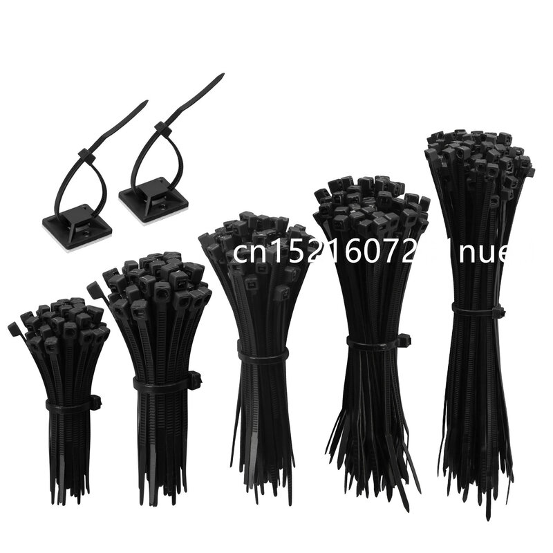 500pcs 3x60 3x80 3x100 3x120 3x150mm Assorted Self-Locking Nylon Cable Ties Black Zip Ties Wraps for Home,Office,Garden,Workshop