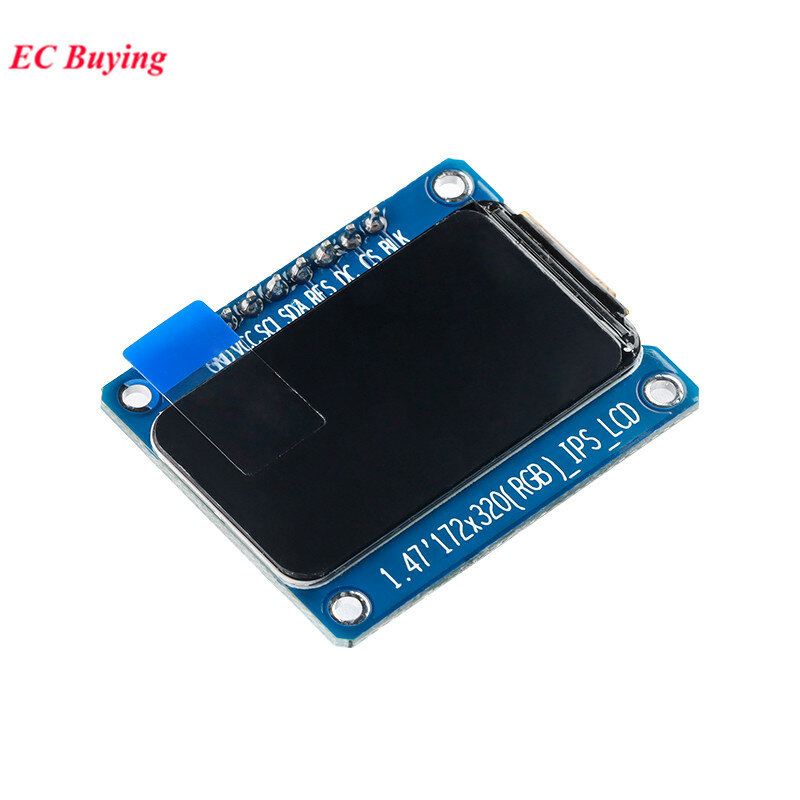 HD IPS Screen LCD LED Display Module, Interface, Full Color, TFT, HD, ST7789, Controlador, 3.3V, 3.3V, 1.47 in, 172x320