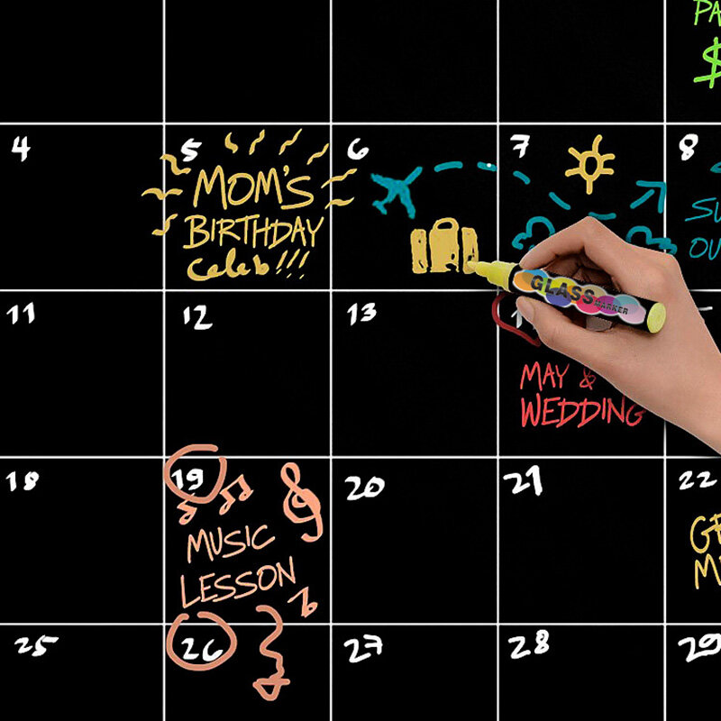Magnetico Mensile Frigo Calendario Nero Secco Cancellare Planner Lavagna 40x30 centimetri Frigorifero Calendario Pianificazione Shopping Liste