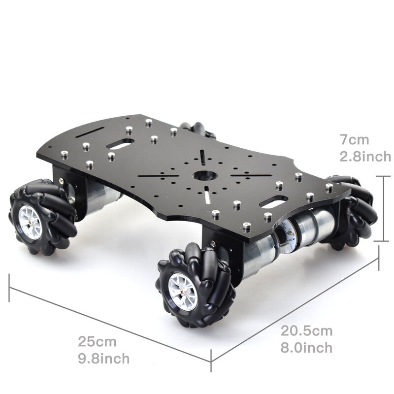 4WD Mecanum Wheel Robot Car Chassis Kit Omni Directional Platform with 4pcs 12V Speed Encoder Motor for Arduino Rasbperry Pi