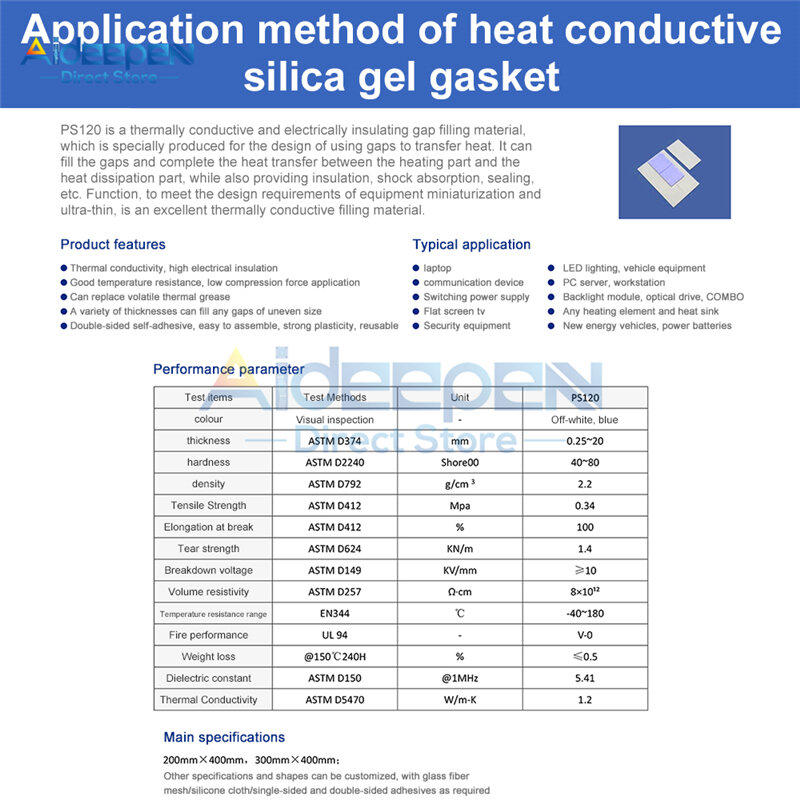 Hoge Kwaliteit 100*100*0.5/1/1.5/2/3/4Mm Thermische Geleidbaarheid Cpu Heatsink Cooling Geleidende Siliconen Pad Thermische Pads