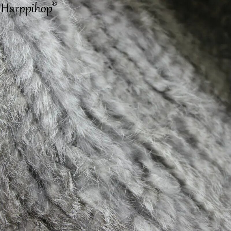 Nova malha de pele de coelho colete gilet sem mangas vestuário colete com bolso natural marrom/cinza/preto