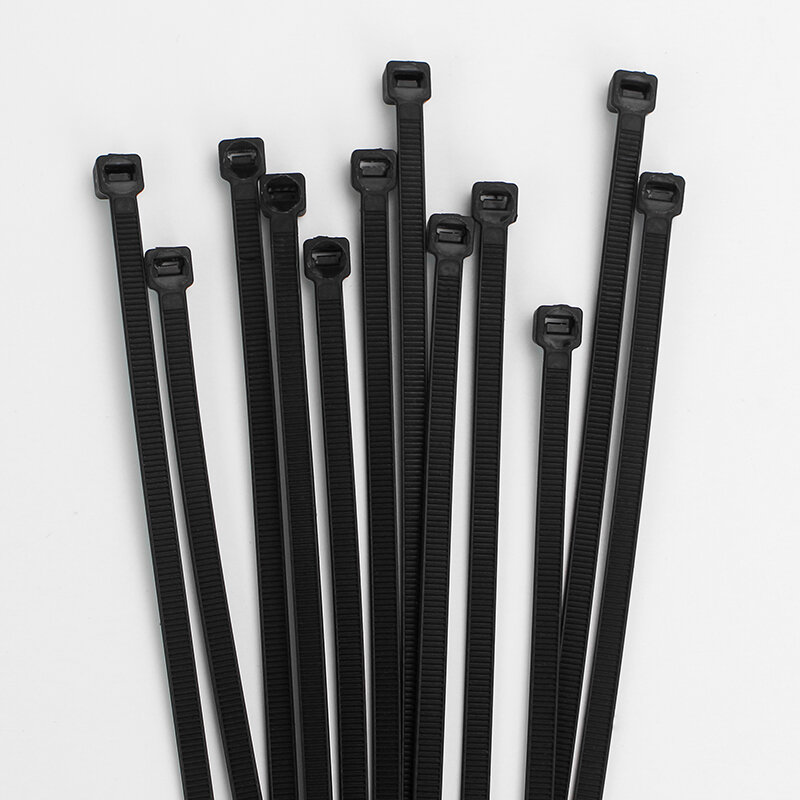 100 Stks/pak Zelfblokkerende Plastic Nylon Twist Ties Black Kabelbinder Bevestiging Ring Industriële Kabelbinder Tafel Tie Set