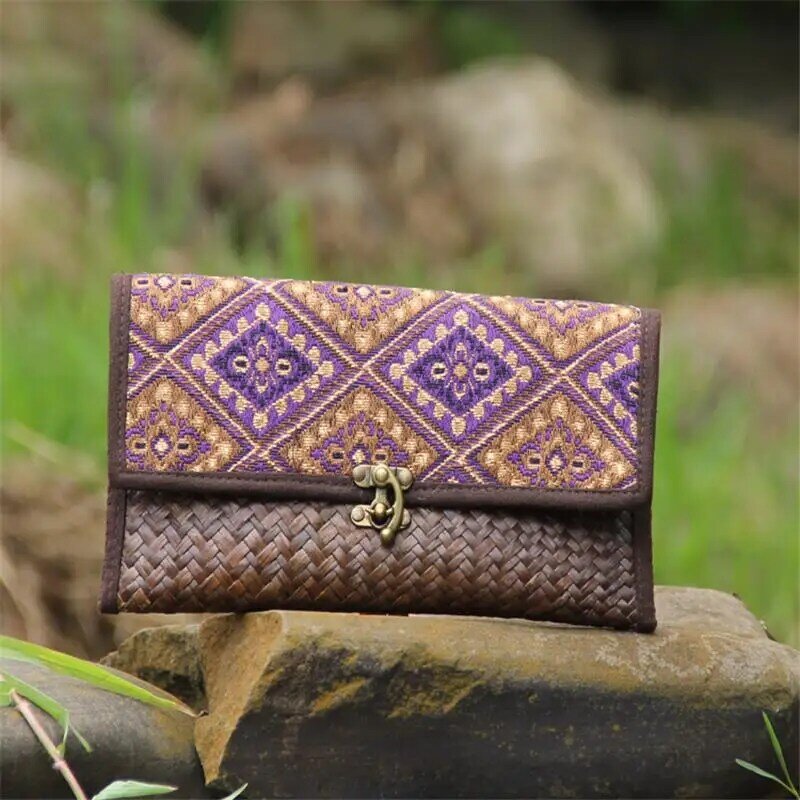 27x14CM Handmade In Thailand Stroh Tasche Rattan Brieftasche Frauen Messenger Taschen One-schulter Hand Hält Neue original Tasche a6101