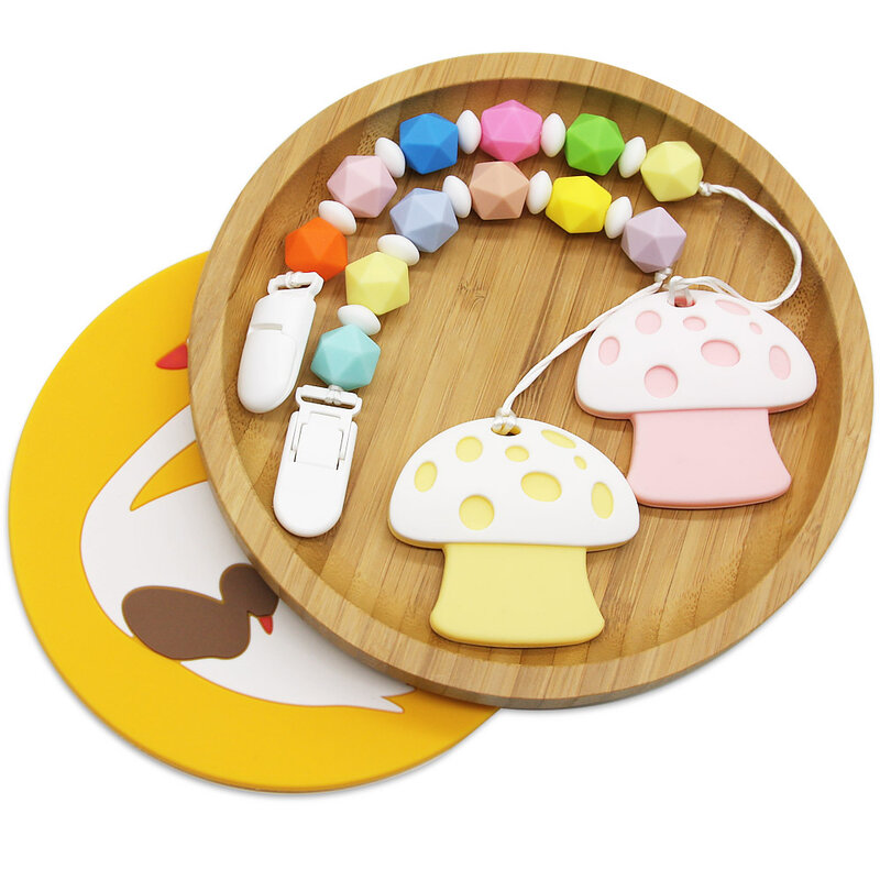 Nette-idee Mischfarben 2 teile/los Silikon Perlen Baby Zahnen Kauen Cartoon Beißring BPA Frei DIY Schnuller Kette Baby produkt Spielzeug