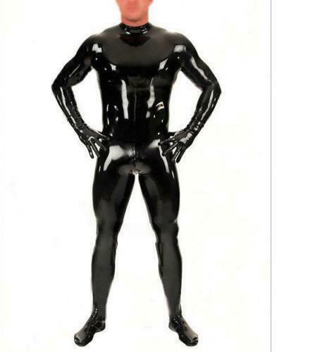 뜨거운 판매 100% 라텍스 정장 고무 Gummi 순수한 검은 스타킹 Catsuit 0.4 미리메터 크기 S-XXL
