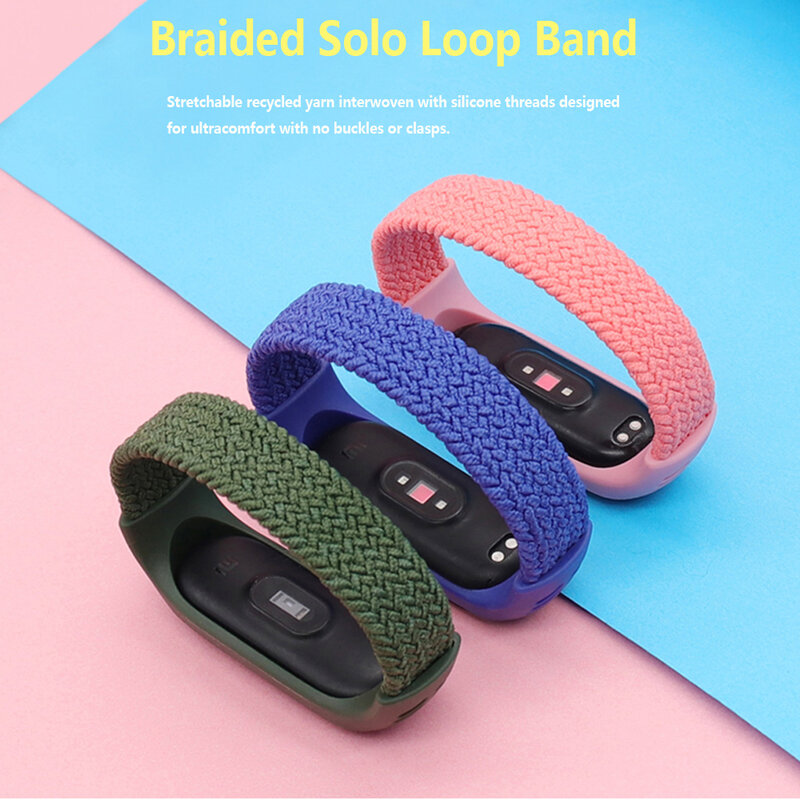 Bracelet pour Xiaomi Mi band 6 7, en Nylon tressé, boucle SOLO, 5 4 3 6
