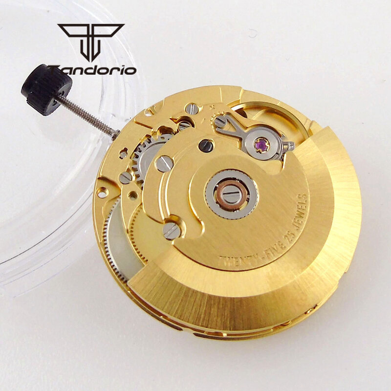 Movimiento automático chapado en oro amarillo PT5000, 25 joyas, alta precisión con rueda de fecha, 28800/hora, novedad