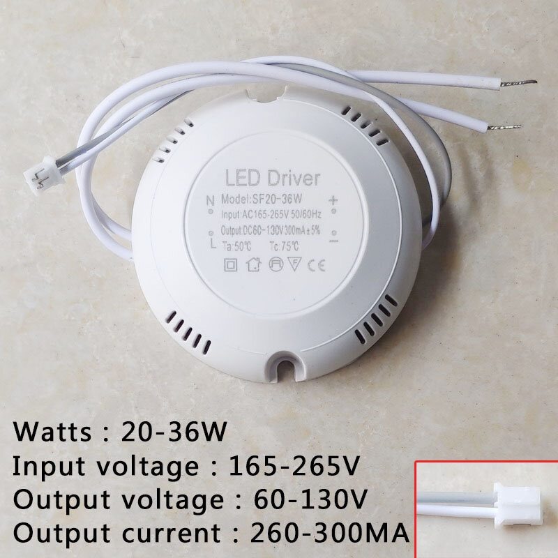 Fuente de alimentación de AC165-265V de Controlador LED, transformador de iluminación para lámpara de techo, CC 24-80V, 60V-130V, 8W, 12W, 18W, 24W, 36W