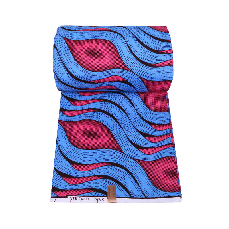 Новая вощеная ткань 2019, модная африканская настоящая Анкара, гарантированно Sunbelt, вощеная ткань с принтом красного и синего цветов, 6 ярдов в комплекте