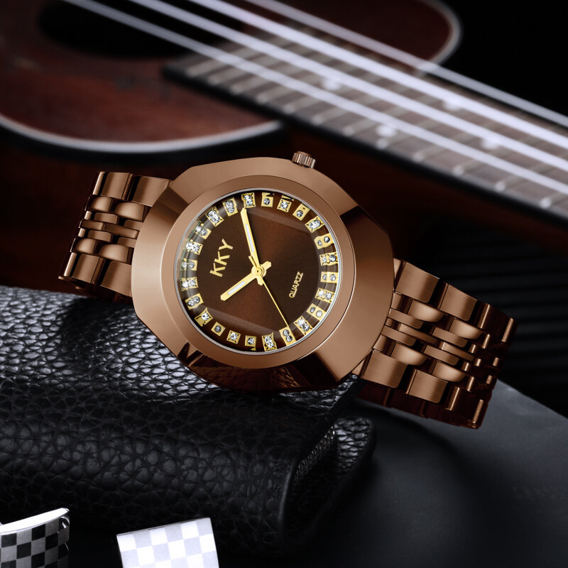 Creative Coffee New Watch Lover Watches Top Luxury Brand KKY Gold Waterproof Quartz Watch Couple Clock Relogios Masculino 2024