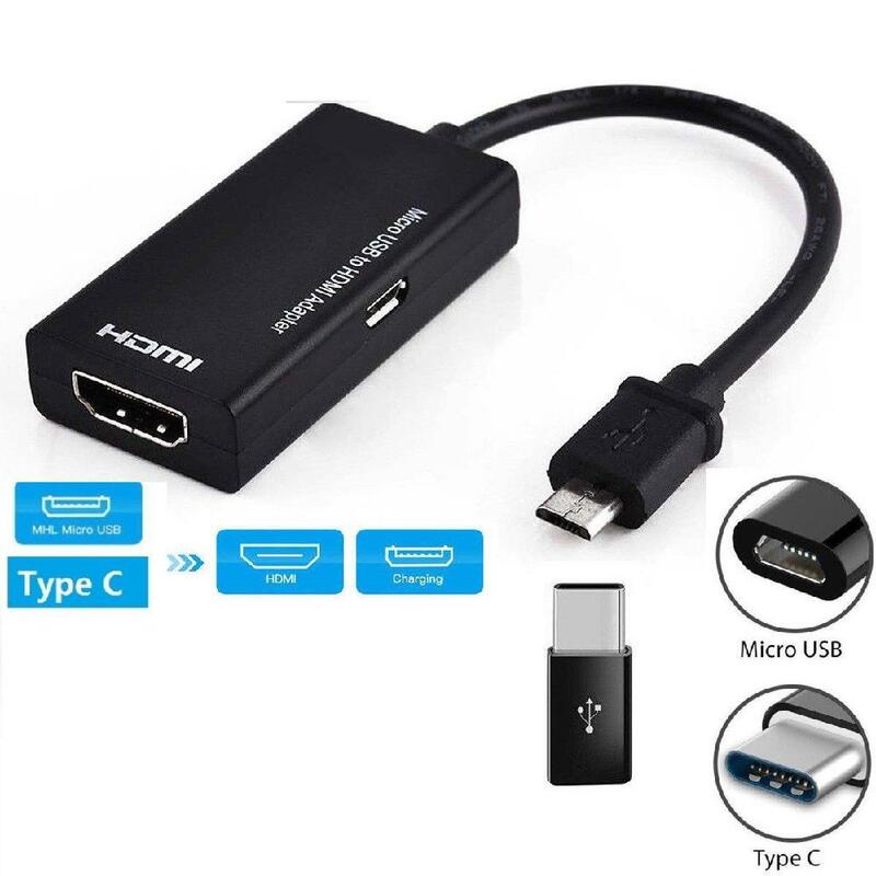 Dla typu C & Micro USB do HDMI Adapter cyfrowy konwerter wideo-audio kabel złącze HDMI dla Laptop telefon z MHL Port R5