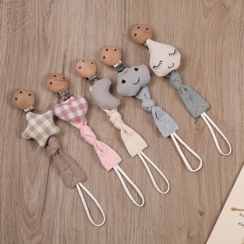 1Pcs Baby Pacifier Clip Chain Cotton Cartoon Country Style Pacifier Holder Dummy Clips Handmade Baby Christmas Gift