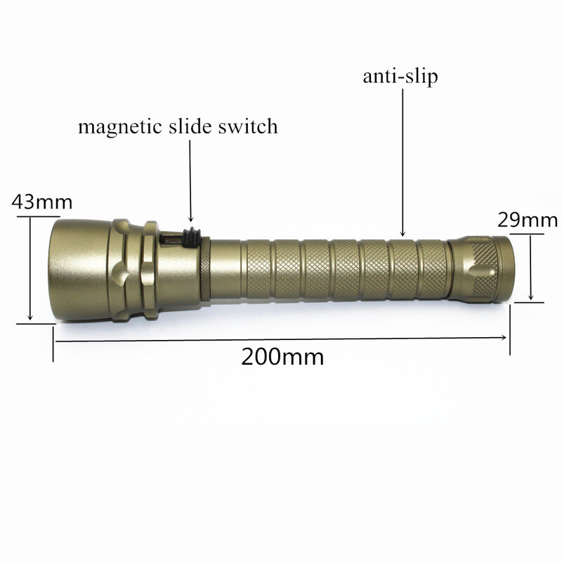Linterna LED impermeable para buceo, linterna subacuática de 3000LM L2, lámpara de caza, batería 18650 y cargador