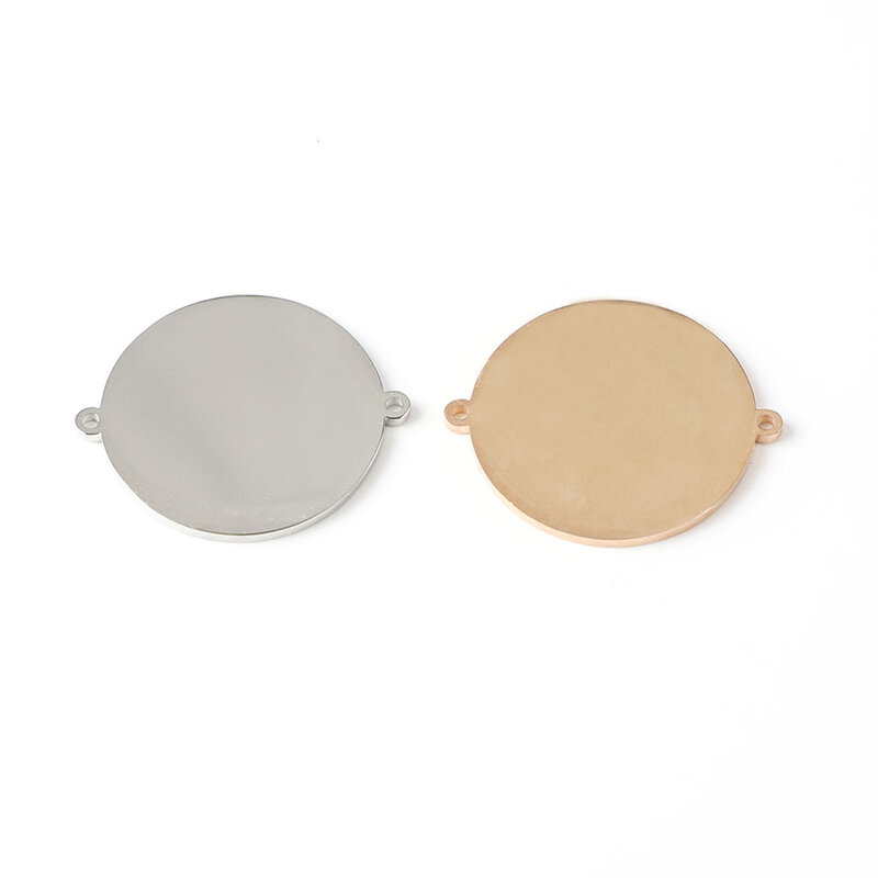 Charm charms colgantes para la fabricación de joyas de acero inoxidable discos redondos sellos en blanco disco Charm Connector para DIY personalizado