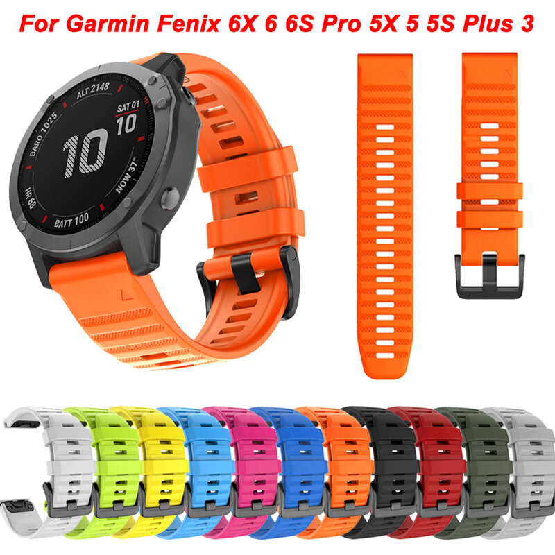 Tali jam tangan silikon 26 22 20MM untuk Garmin Fenix 6X 6 6S Pro 7X 7 Easyfit gelang Fenix 5 5X 5S Plus gelang Smartwatch