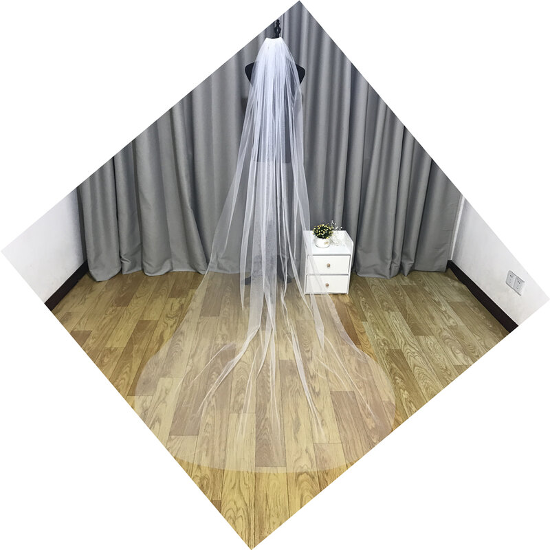 New Arrival White Ivory 3 Meter Bridal veil Long church veil with Comb One Layer Cut Edge Weddings Real Photo