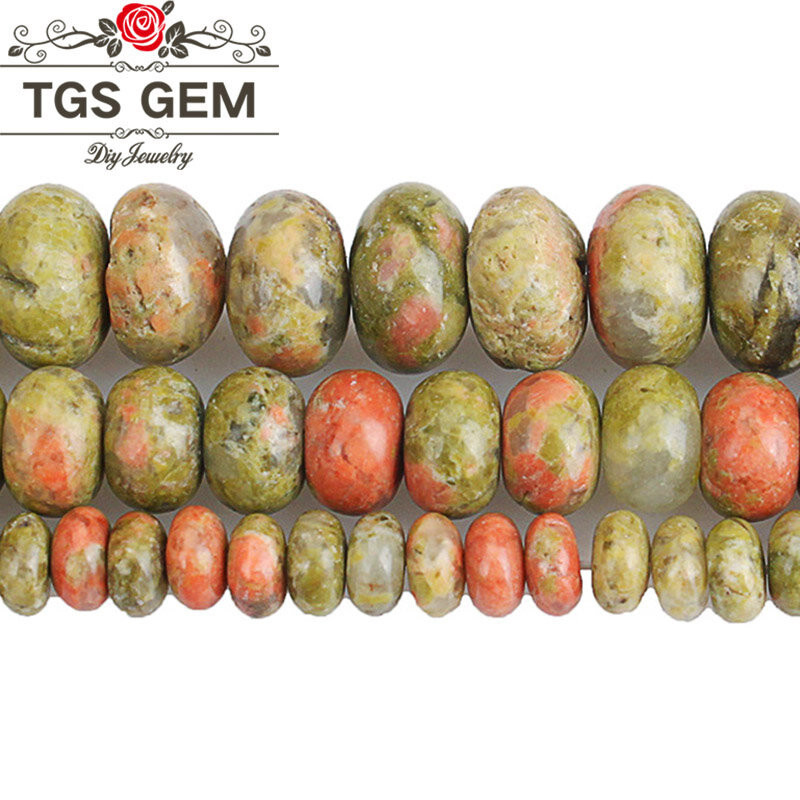 Natural Stone Green Unakite Spacer Abacus Loose Beads 4 6 8mm Handmade Findings Bracelets DIY Jewelry Making Accessories
