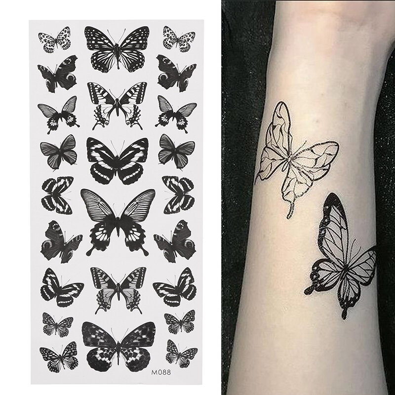 1 arkusz wodoodporna tymczasowa naklejka tatuaż 3D motyl fałszywy Tattoo Flash Transfer Tatoo noga ramię ręka stóp dla kobiet tatuaże do ciała