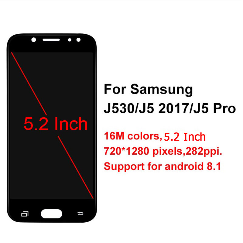 Oryginalny Super AMOLED J530F LCD do Samsung Galaxy J5 Pro 2017 wyświetlacz z ramką 5.2 "J5 2017 SM-J530F LCD ekran dotykowy
