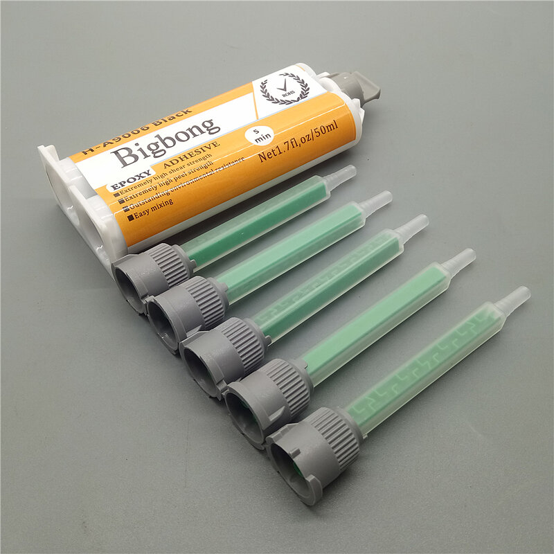 Epoxy Adhesives Black AB Glues 50ml 1:1 Two-Component Resin Strong Structural Glue with 5pc 1:1 Mixed Tube Static Mixing Nozzles