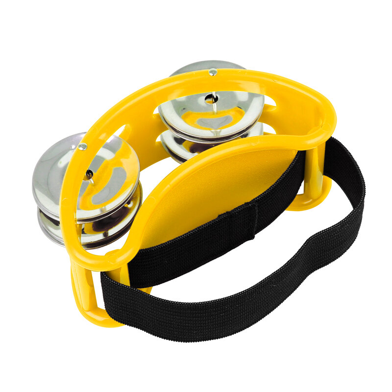 Percussion Foot Tambourine with 4 Pairs of Stainless Steel Jingles & Elastic Strap Percussion Musical Instrument