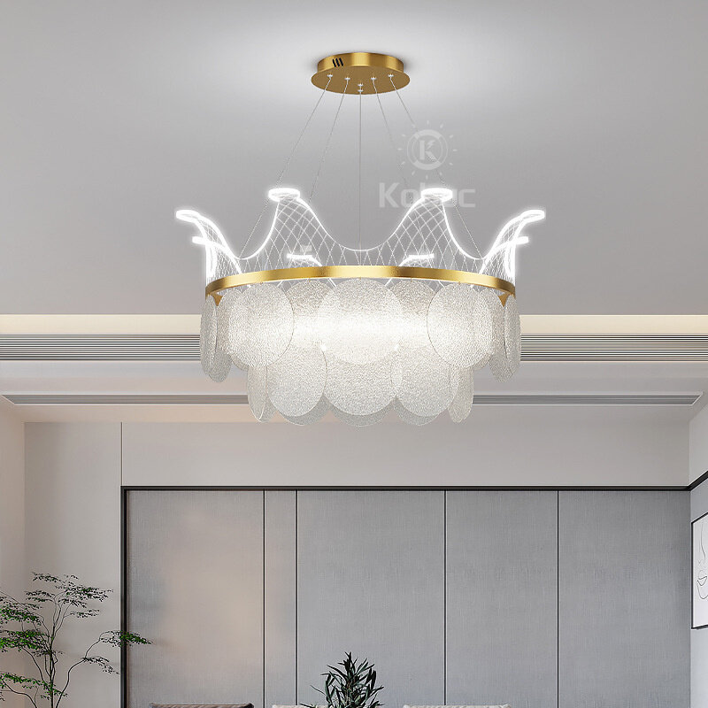 Kobuc romântico redondo pingente de luz 50/70cm lâmpada suspensão com abajur vidro fosco para foyer quarto sala jantar decoração