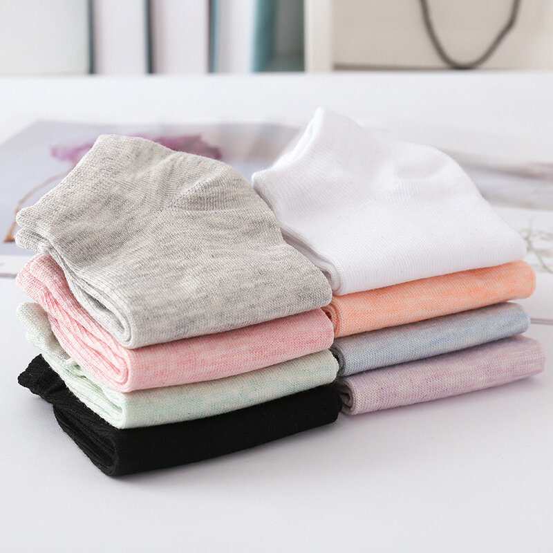 Calcetines tobilleros invisibles de algodón suave para mujer y niña, medias cortas de boca baja a la moda, regalo de verano, 10 unidades = 5 pares