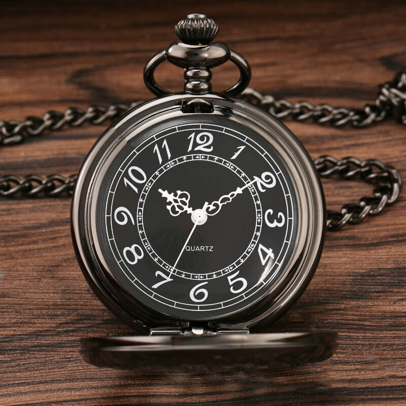 Antico orologio da tasca al quarzo con ingranaggio cavo Vintage oro/nero/argento numeri arabi Display orologi orologio antico regali catena FOB