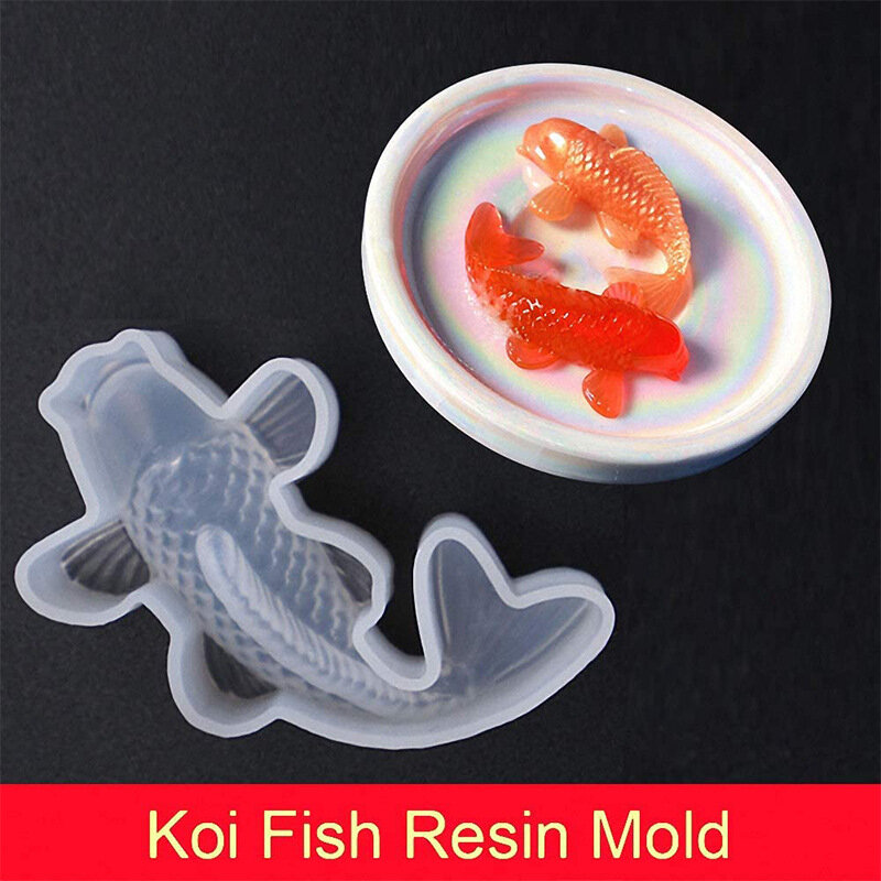 Koi Cristal Epóxi Resina Drip Mold, DIY Keychain Espelho Silicone Mold, Decoração de casa Armazenamento, Ornamento tridimensional