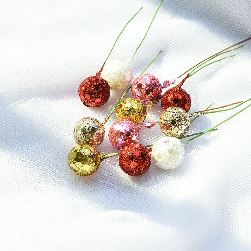 Mini fleurs artificielles de 12mm, 100 pièces, étamines de fruits, cerise, perle de noël, pour mariage, bricolage de couronnes décoratives pour boîte cadeau