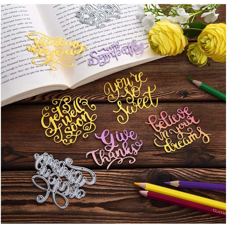 6 Pieces Believe in Your Dreams Dies  Cutting Dies Metal Butterfly Die Embossing Stencils for Thanksgiving Christmas Card Paper