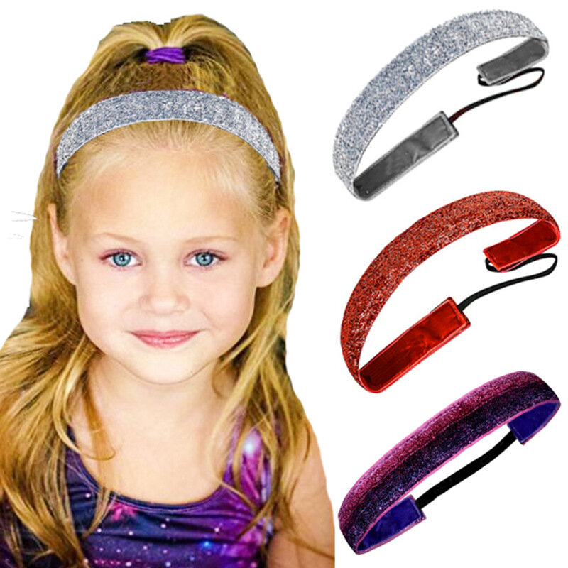 Diadema deportiva elástica con purpurina para niña y mujer, diadema antideslizante, accesorios para el cabello