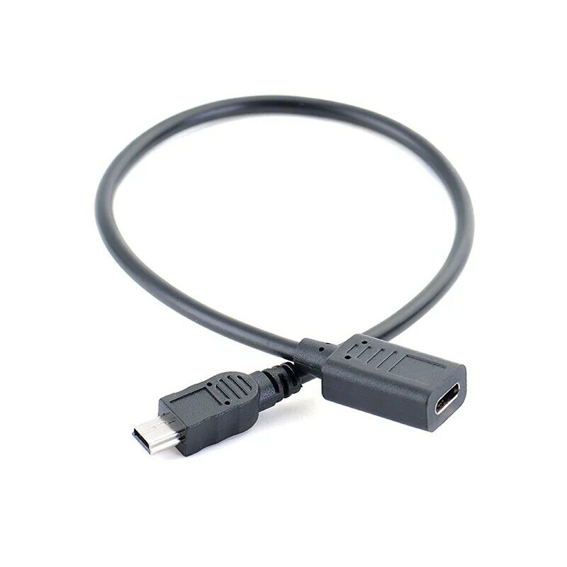 Adaptador de Cable de datos de carga Mini USB macho a tipo c hembra, 30cm