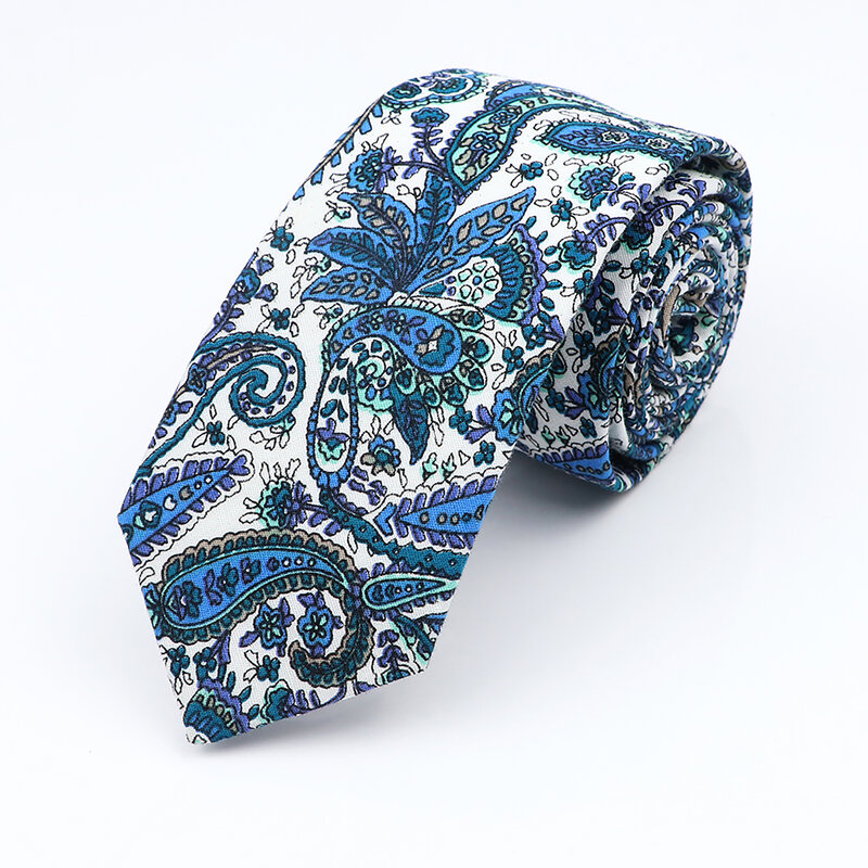 Nowe w kwiatki elegancki krawat dla kobiet mężczyzn 100% bawełna piękny kwiat krawat we wzór Paisley wąski chudy krawat ślub Casual Corbatas