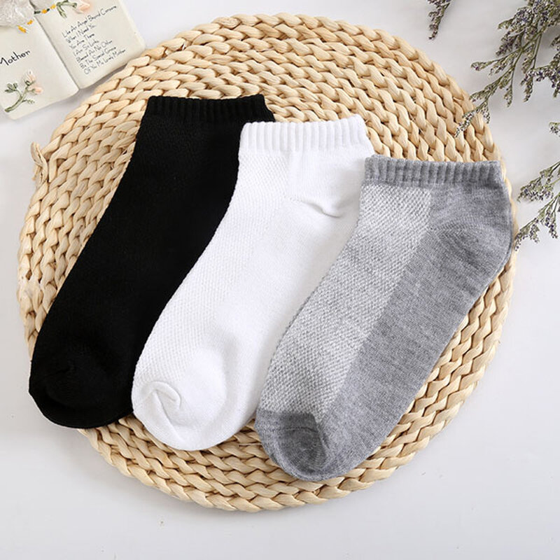 5Pairs/Pack Men's Mesh Socks Invisible Ankle Socks Men Summer Breathable Thin Male Boat Socks Short Size 38-44