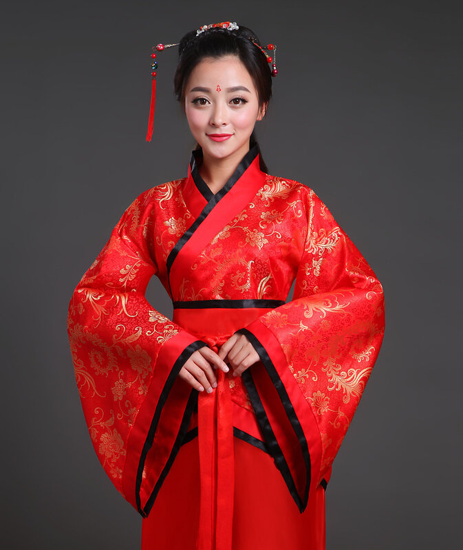 Traje étnico tradicional feminino, fantasia de princesa hanfu han casamento feminino branco preto vermelho rosa vestido antigo chinês